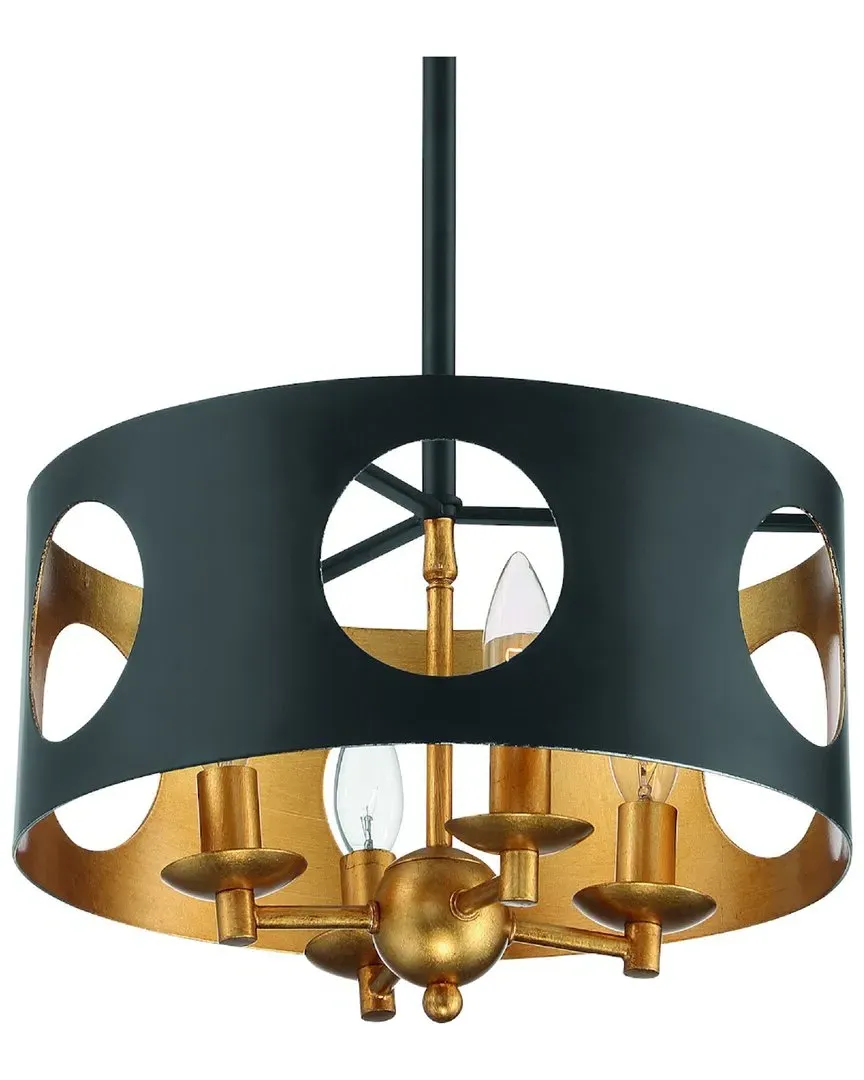 Crystorama Odelle 4-Light Pendant - Black, Antique Gold image