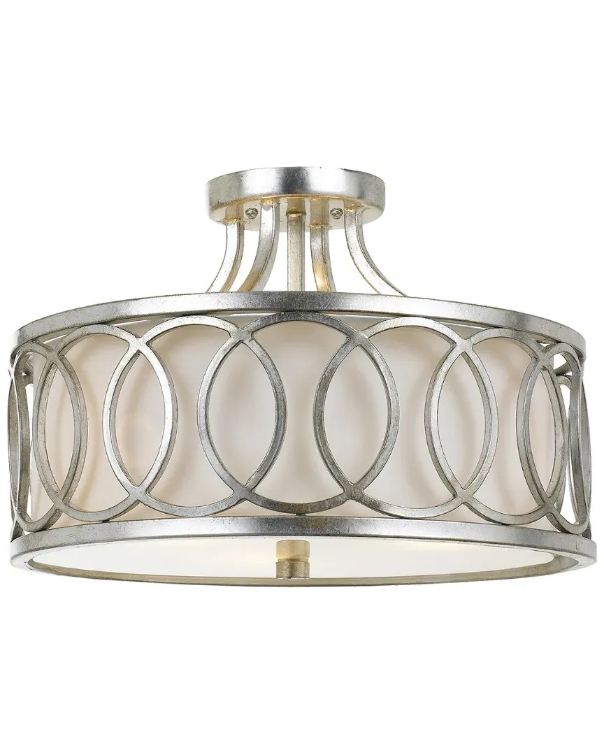 Graham 3-Light Flush Mount - Antique Silver, Linen