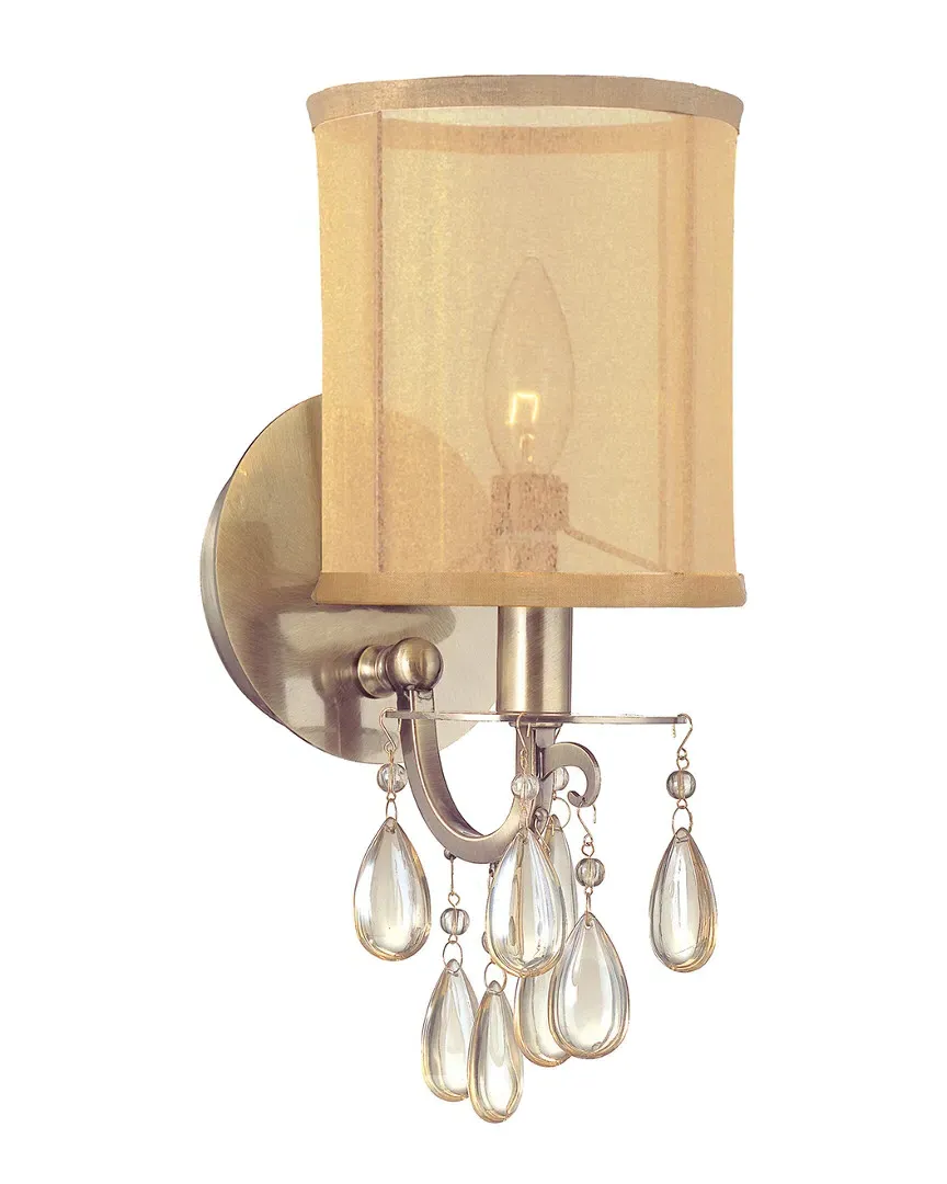 Hampton 1-Light Wall Sconce - Antique Brass, Silk image