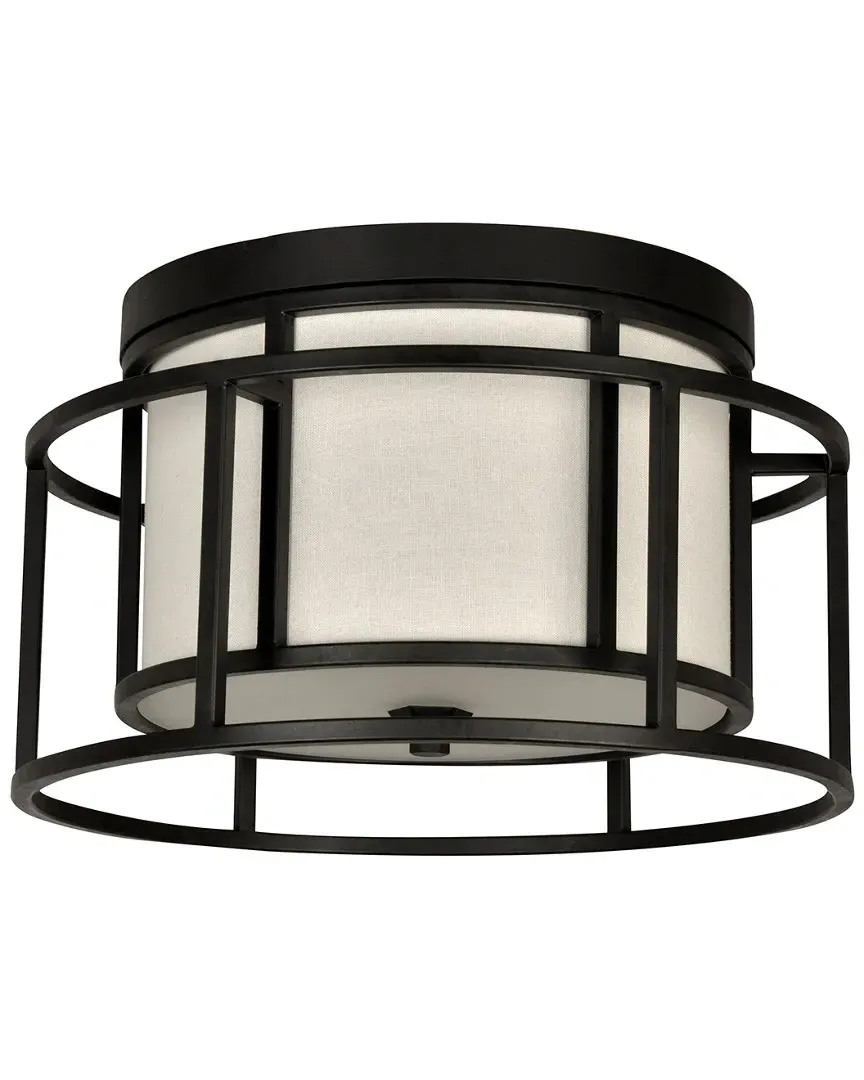 Hulton 2-Light Flush Mount - Matte Black, Fabric