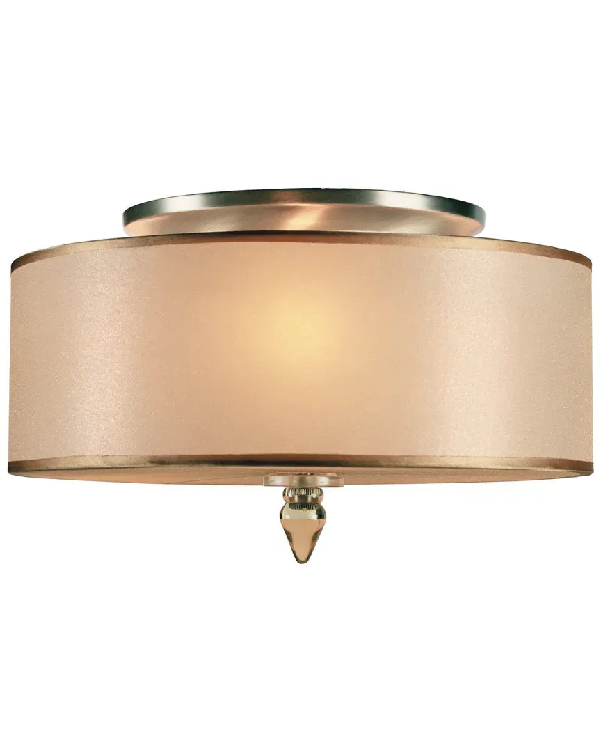 Luxo 3-Light Drum Shade Flush Mount - Antique Brass, Steel image
