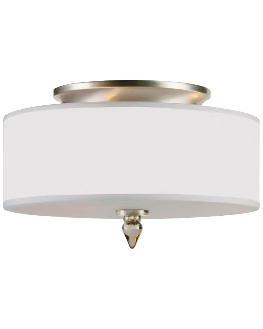 Luxo 3-Light Drum Shade Flush Mount - Satin Nickel, Steel