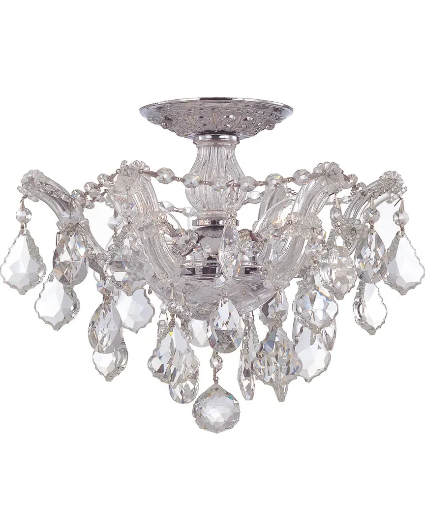 Maria Theresa 3-Light Flush Mount - Polished Chrome, Glass
