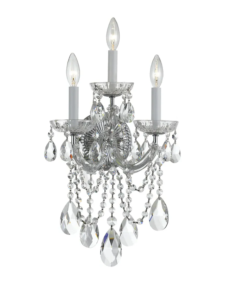 Maria Theresa 3-Light Wall Sconce - Polished Chrome, Glass