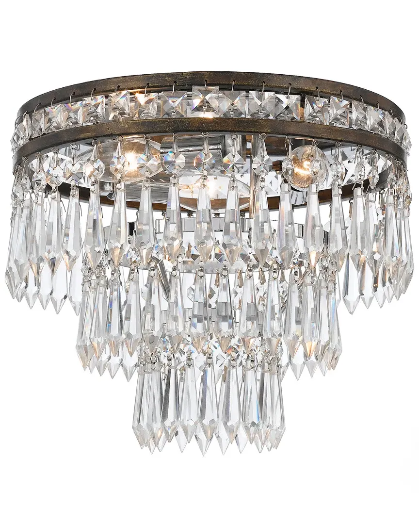 Mercer 3-Light Flush Mount with Hand Cut Crystal - English Bronze image