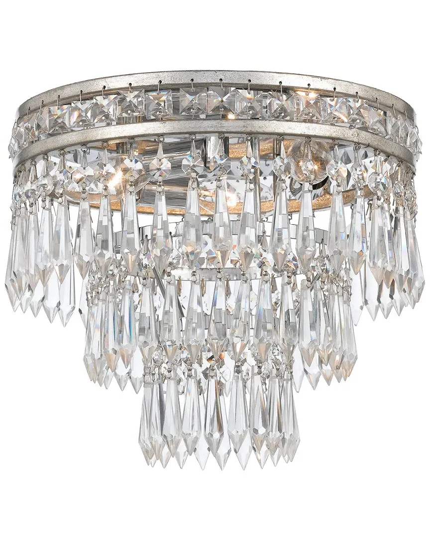 Mercer 3-Light Flush Mount with Hand Cut Crystal - Old Silver