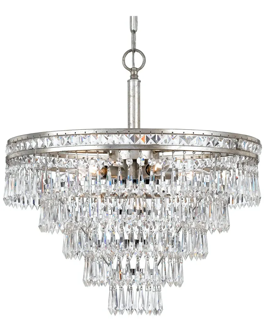 Mercer 6-Light Chandelier with Hand Cut Crystal - Old Silver