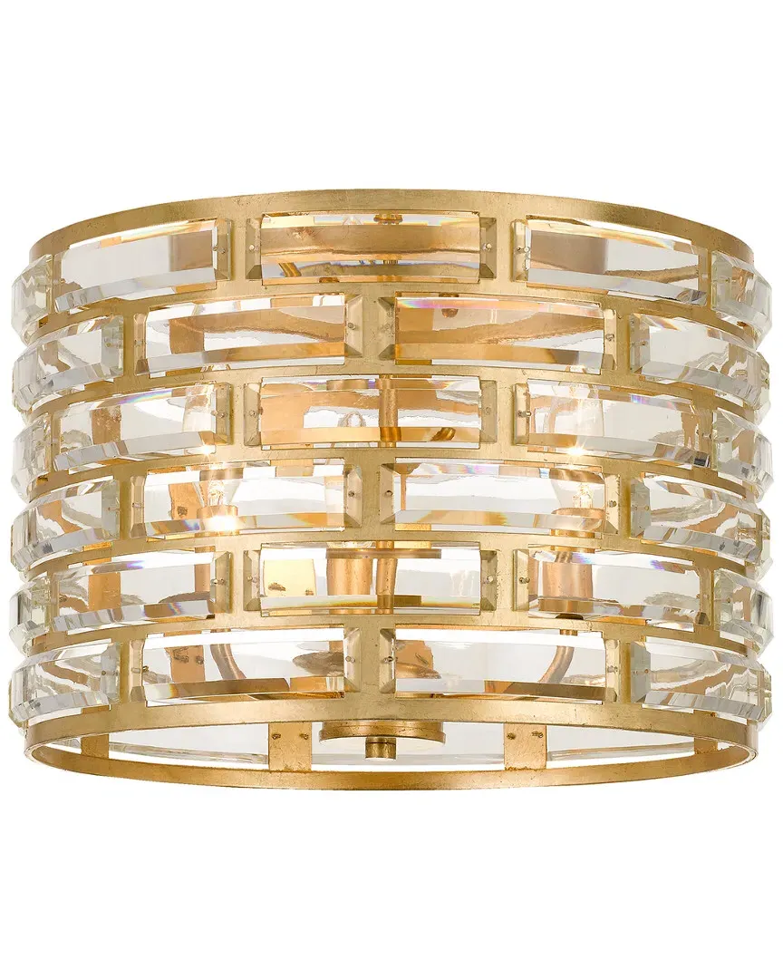 Meridian 3-Light Flush Mount - Antique Gold, Glass