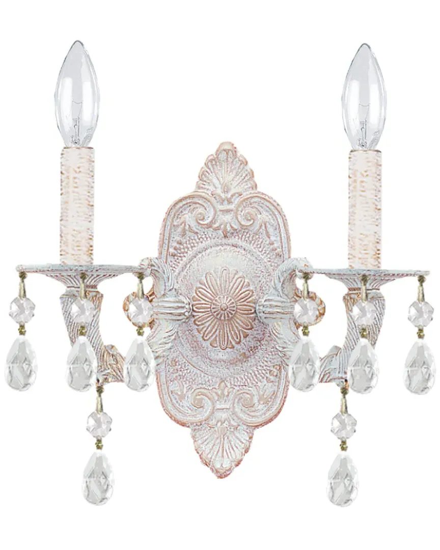 Paris Market 2-Light Sconce Swarovski Strass - Antique White