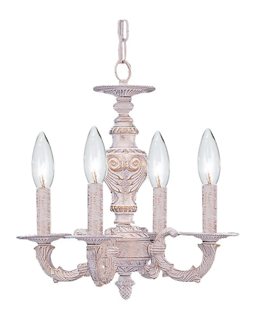 Paris Market 4-Light Mini Chandelier - Antique White, Brass