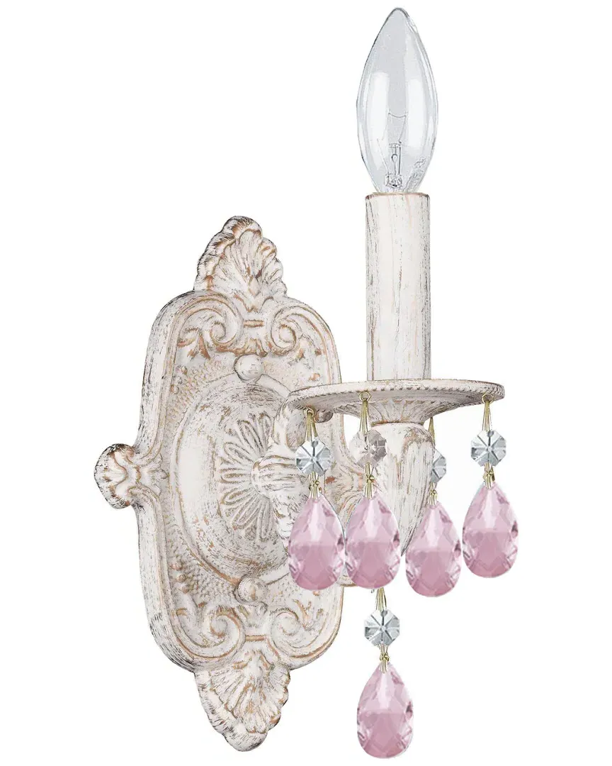 Sutton 1-Light Crystal Sconce - Antique White, Iron