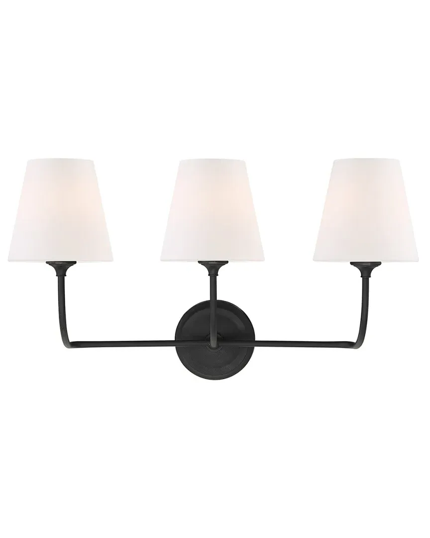 Sylvan 3-Light Bathroom Vanity Light - Black, Glass image