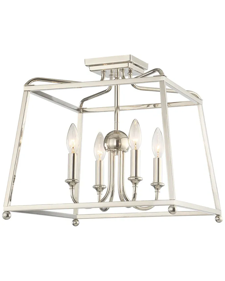 Sylvan 4-Light Flush Mount - Polished Nickel, Steel