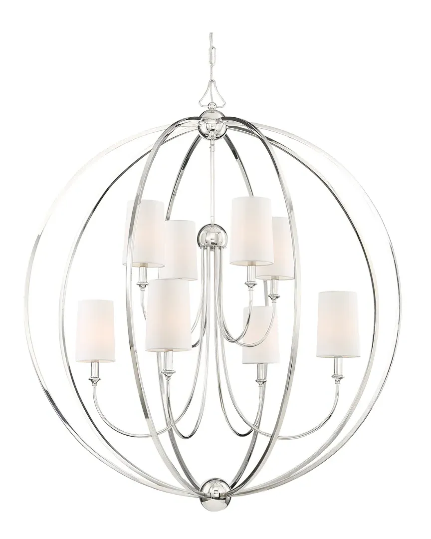 Sylvan 8-Light Chandelier - Polished Nickel, White Silk