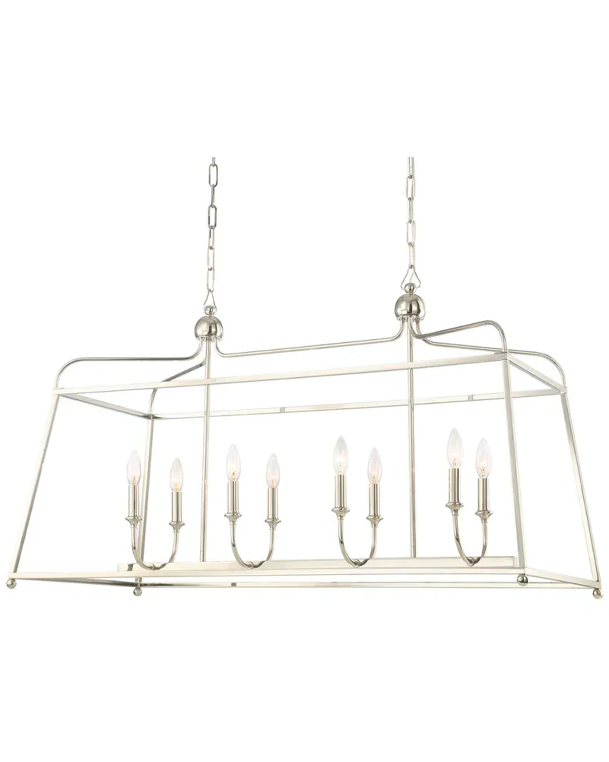 Sylvan 8-Light Chandelier - Polished Nickel, White Silk image