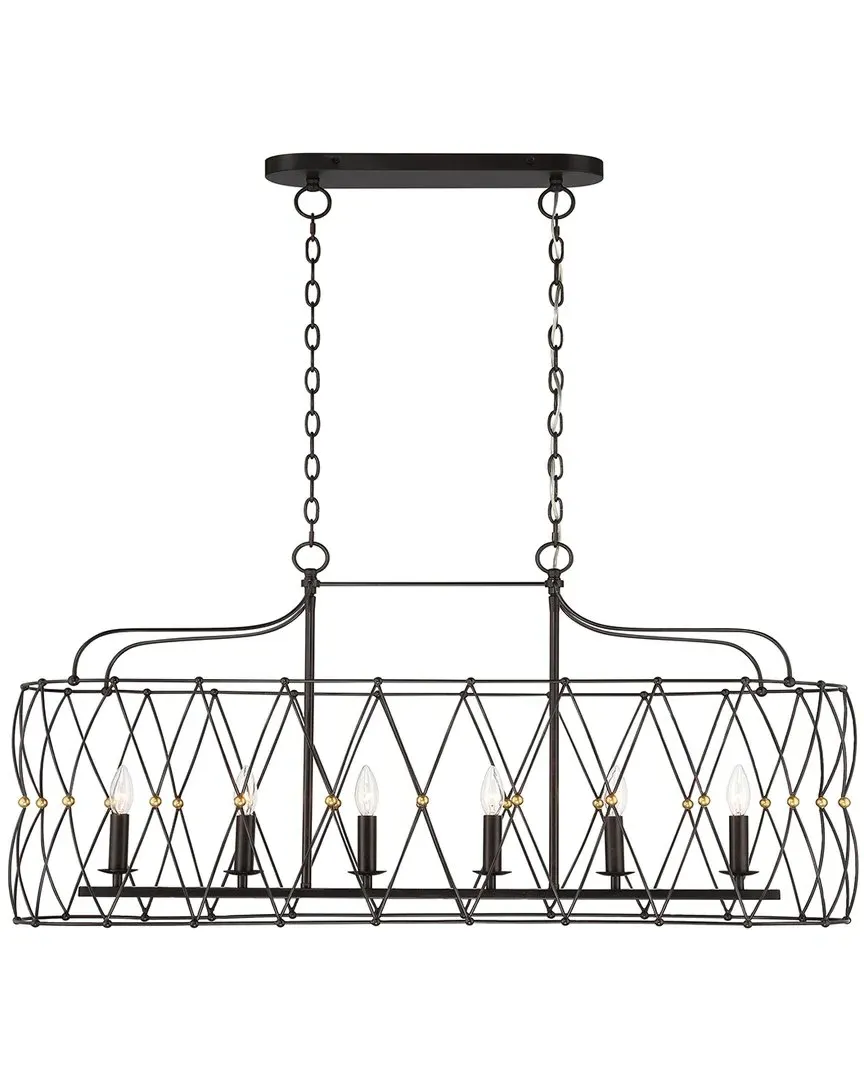 Zucca 6 Light Linear Chandelier - English Bronze, Steel