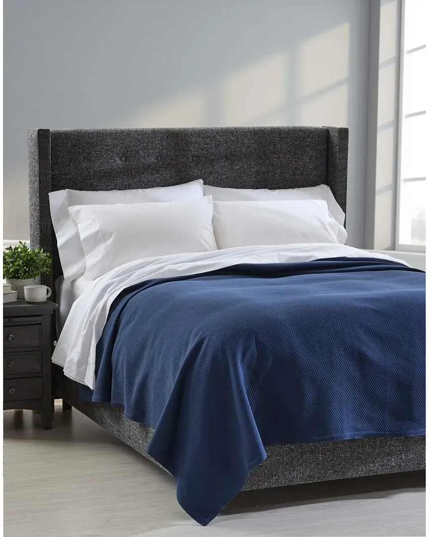 Diamond Pique Coverlet - Navy, Cotton image