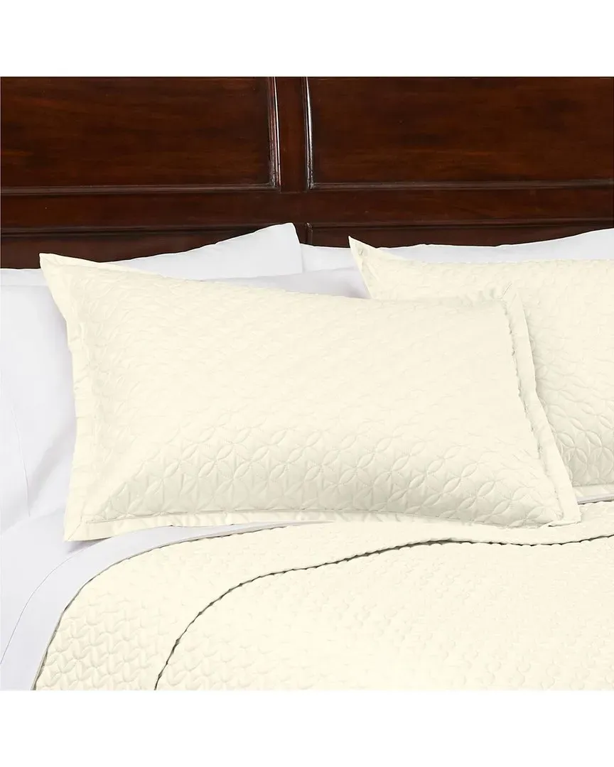 Sateen Meridian King Quilted Sham - White, Cotton