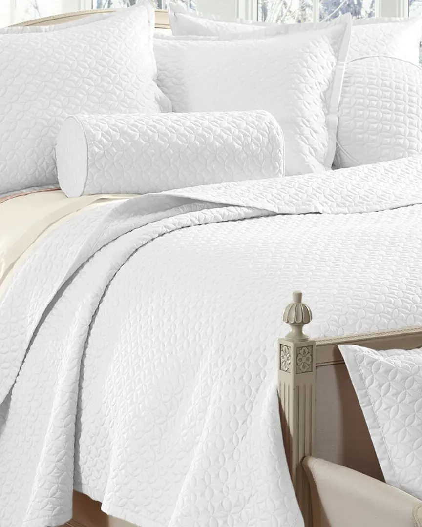 Sateen Meridian Standard Quilted Sham - White, Cotton image