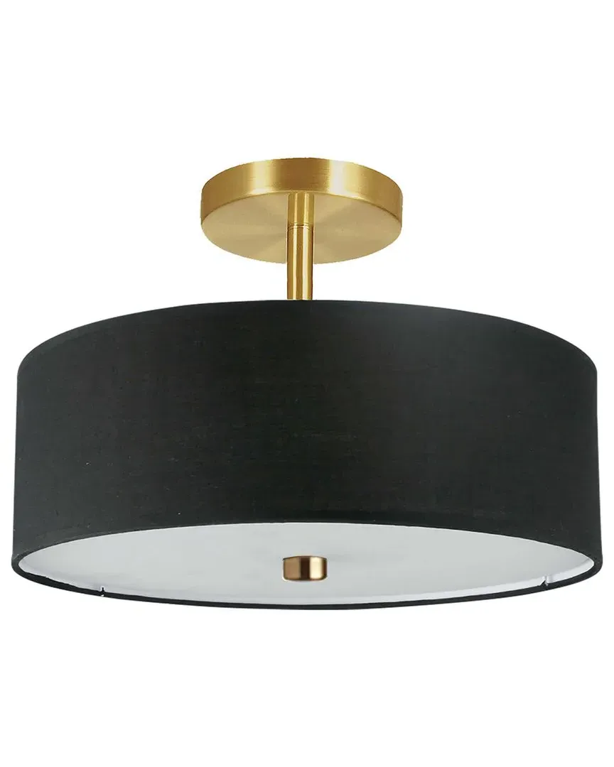 Everly 3-Light Semi-Flush Mount - Black, Fabric