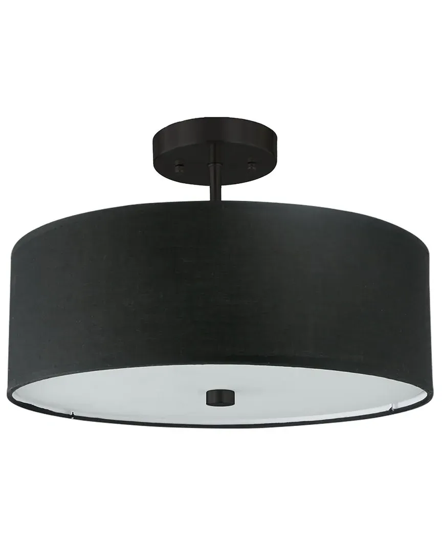 Everly 3-Light Semi-Flush Mount - Black, Fabric