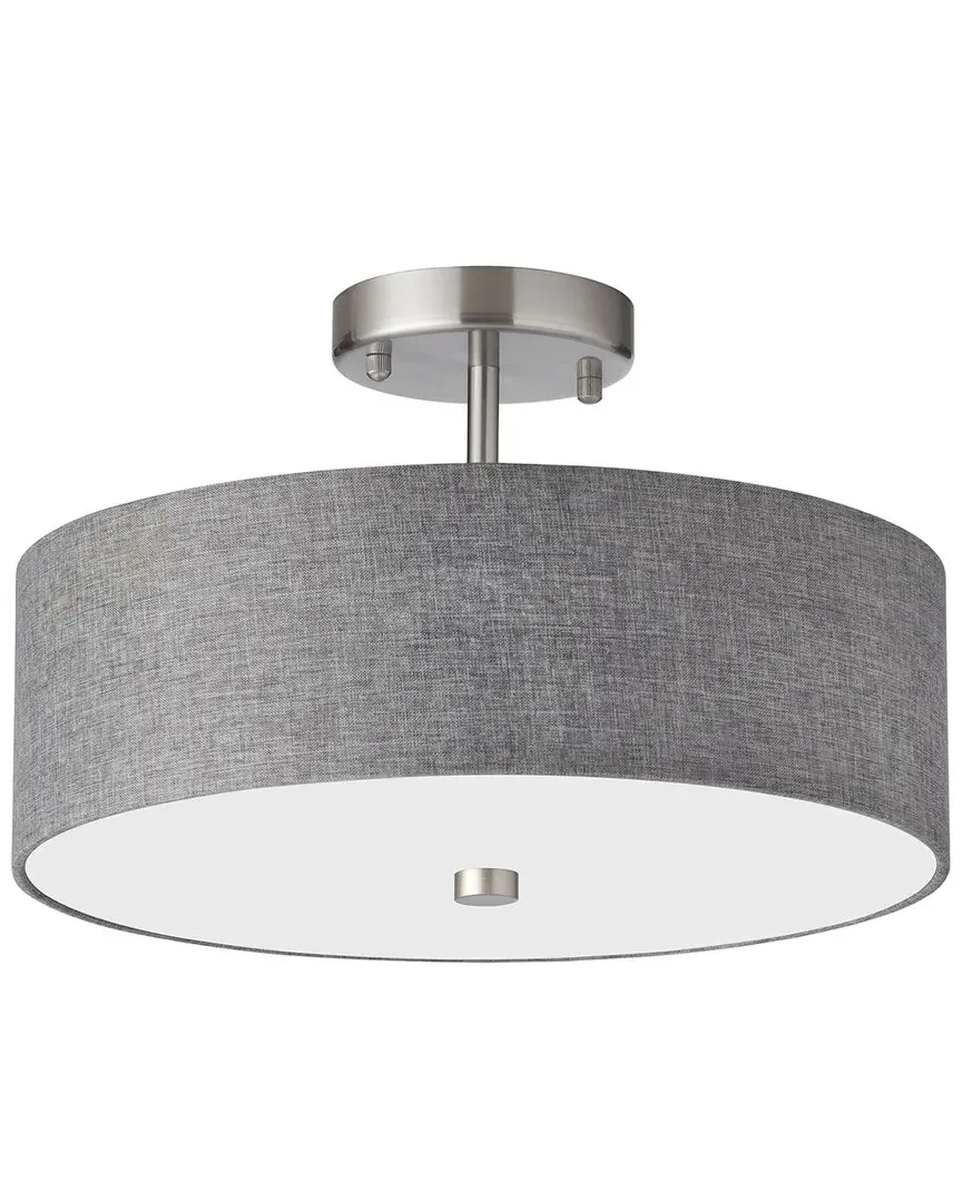 Everly 3-Light Semi-Flush Mount - Grey, Fabric