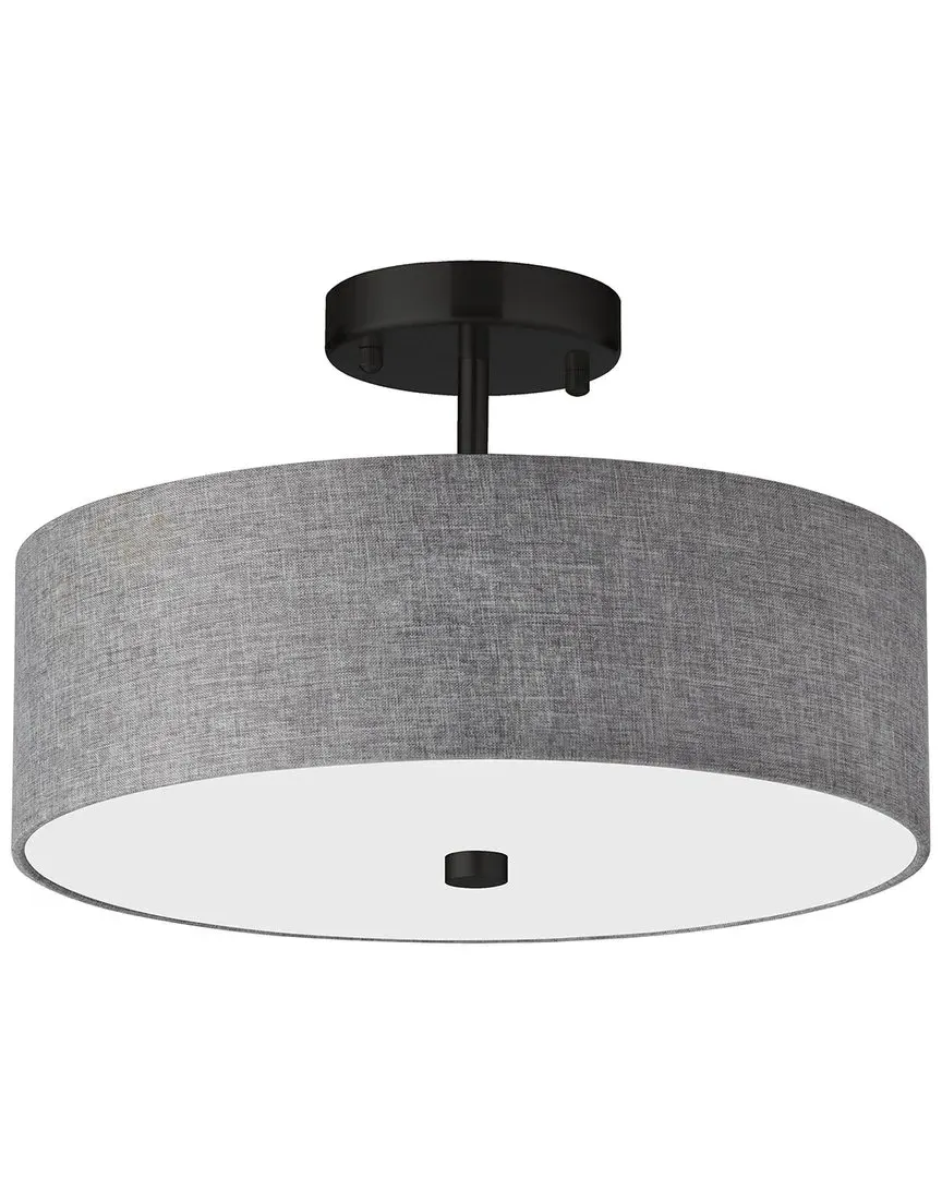 Everly 3-Light Semi-Flush Mount - Grey, Fabric