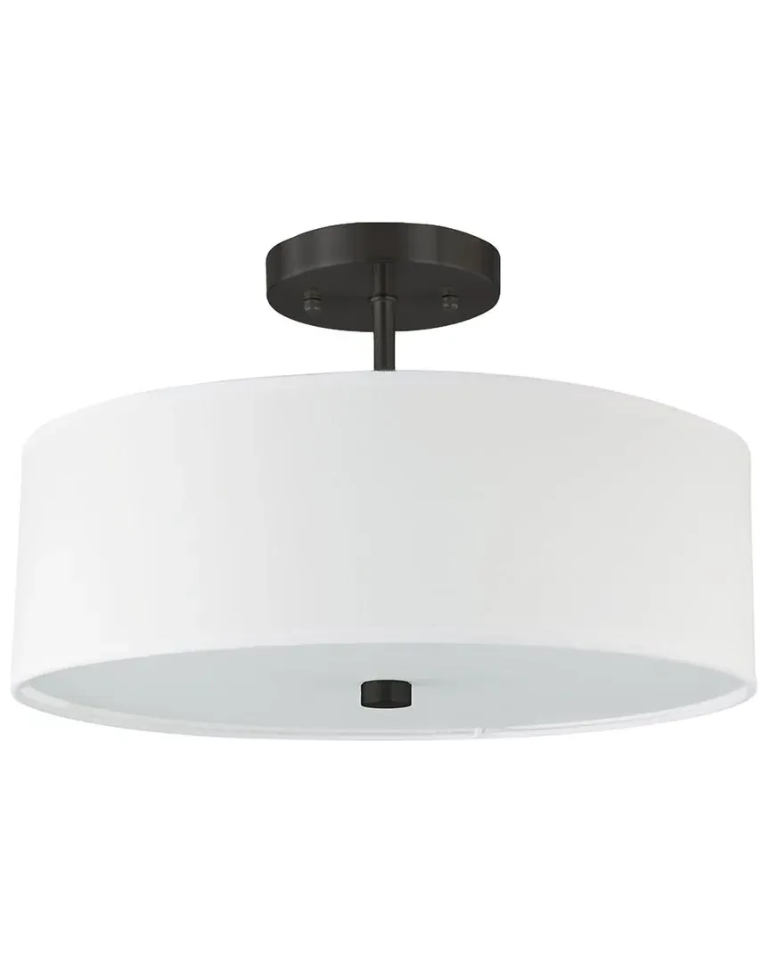 Everly 3-Light Semi-Flush Mount - White, Fabric image