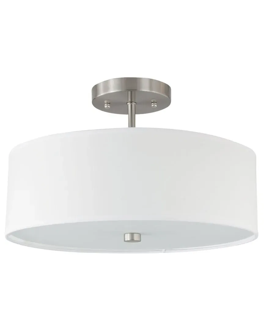 Everly 3-Light Semi-Flush Mount - White, Fabric