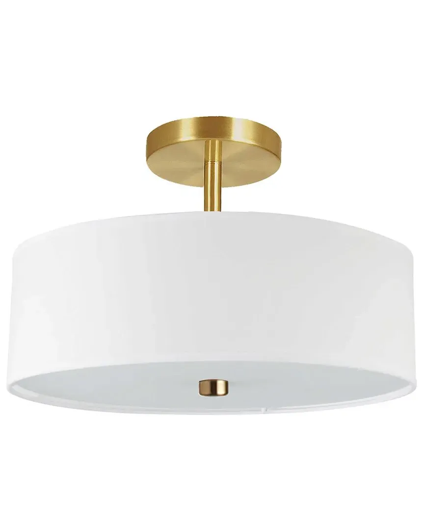 Everly 3-Light Semi-Flush Mount - White, Fabric