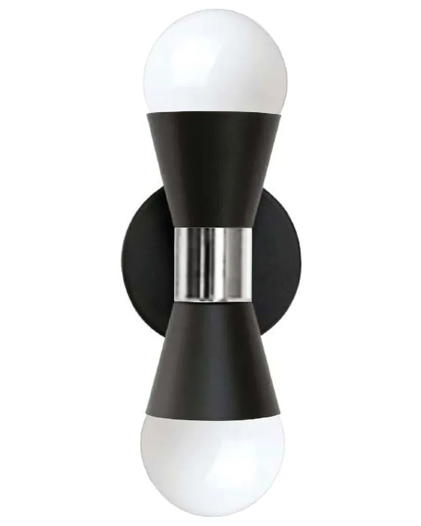 Fortuna 2-Light Wall Sconce - Black, Metal