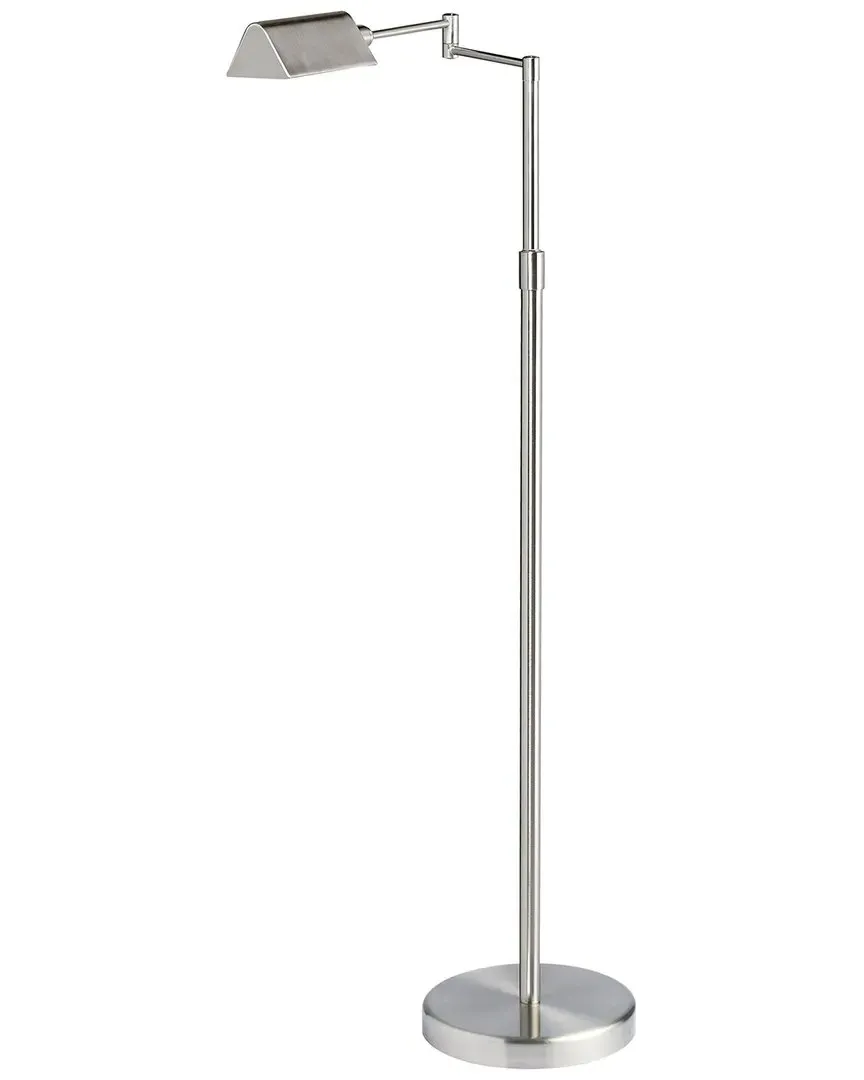 LED Swing Arm Floor Lamp - Satin Nickel, Metal