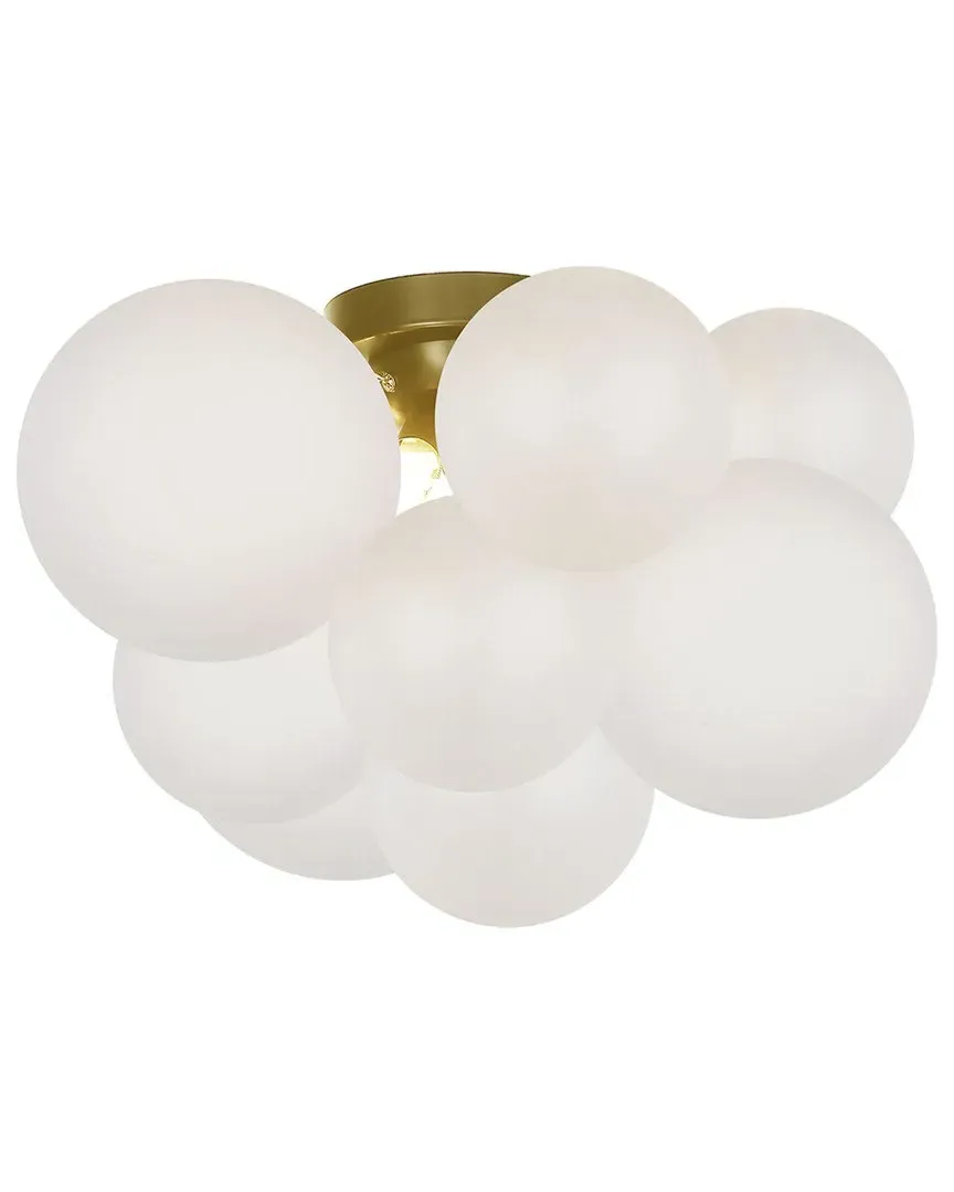 Miles 3-Light Flush Mount - White, Aged Brass