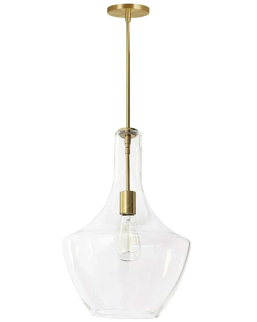 Petalite Large 1-Light Pendant - Clear Glass, Aged Brass