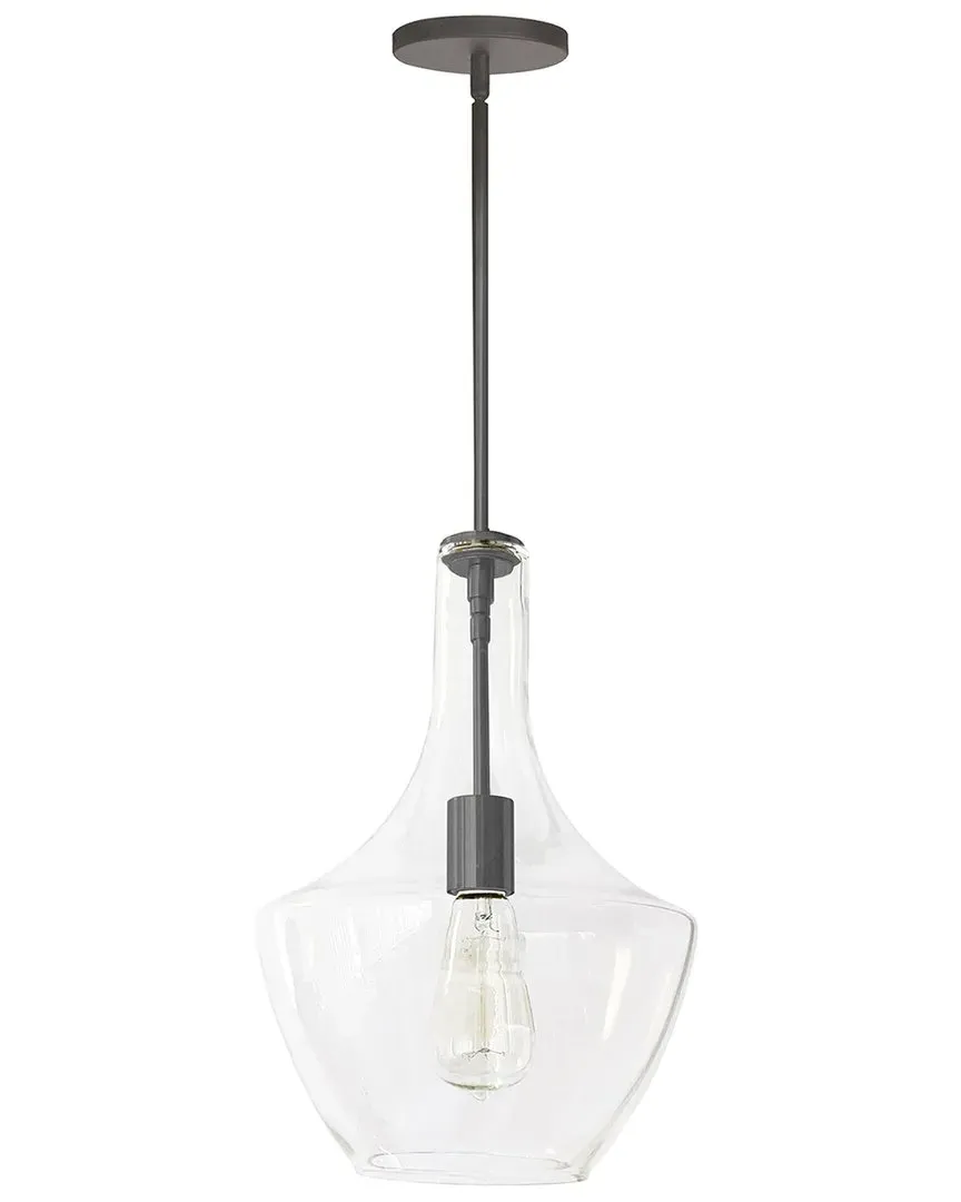 Petalite Small 1-Light Pendant - Clear Glass, Matte Black image