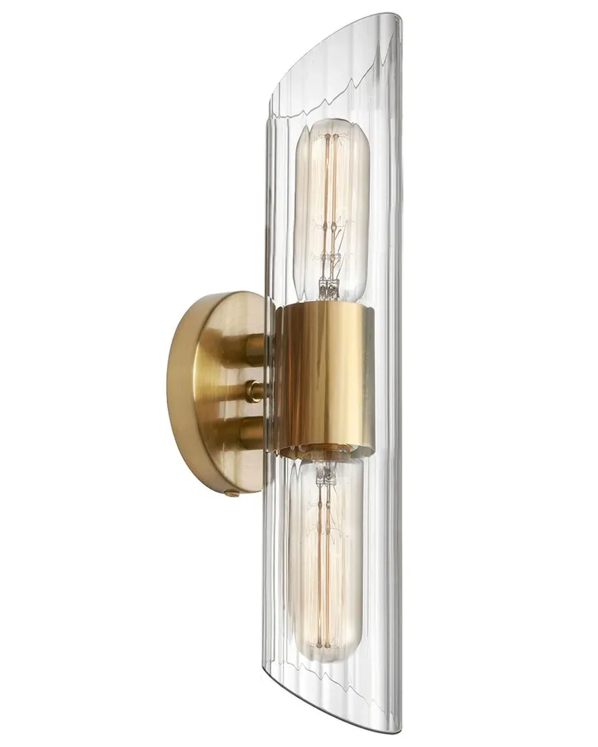 Samantha 2-Light Vanity Light Short - Aged Brass, Clear Glass