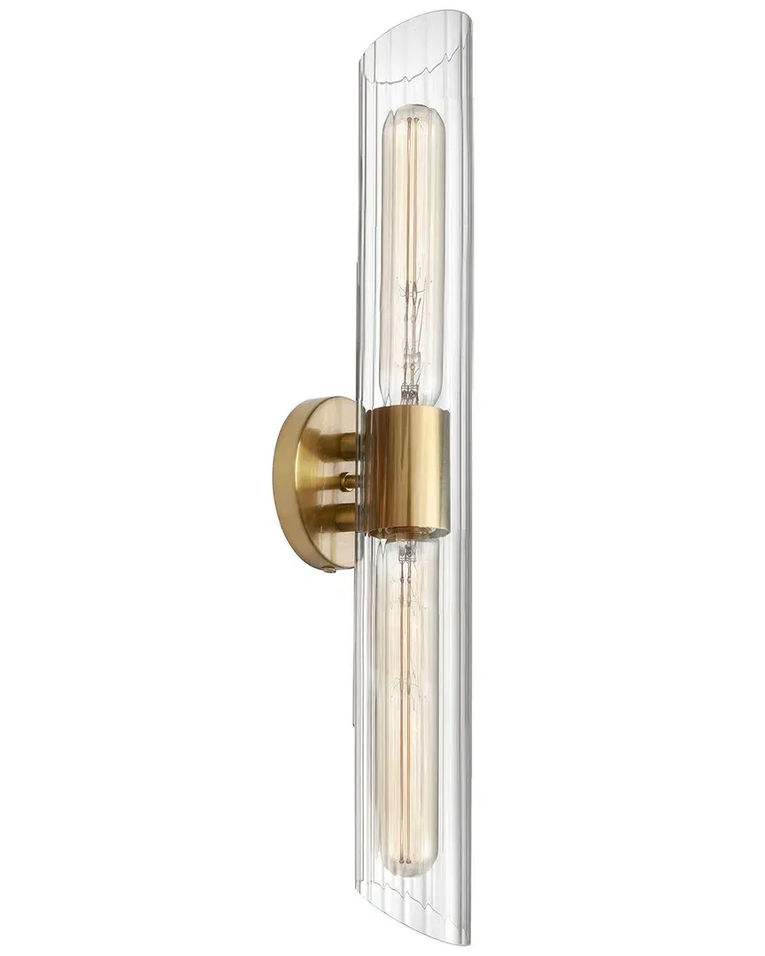 Samantha 2-Light Vanity Light Tall - Aged Brass, Clear Glass