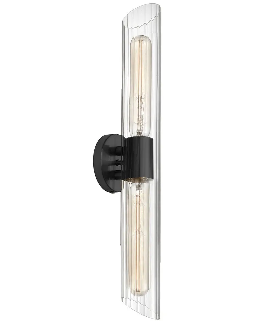 Samantha 2-Light Vanity Light Tall - Matte Black, Clear Glass