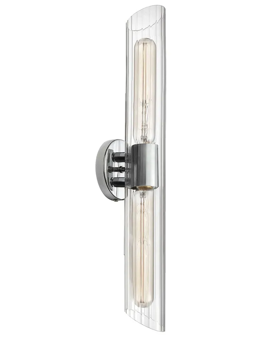 Samantha 2-Light Vanity Light Tall - Polished Chrome, Clear Glass