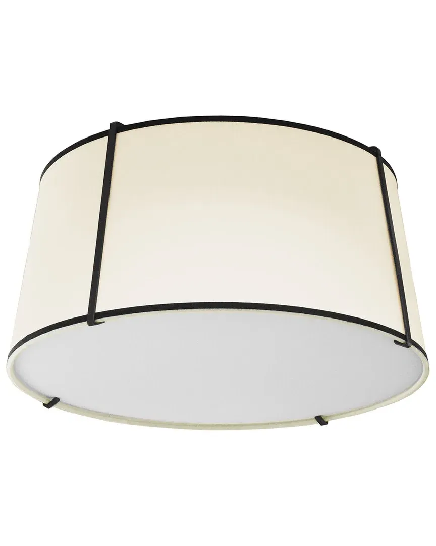 Trapezoid 3-Light Flush Mount - Cream, Fabric