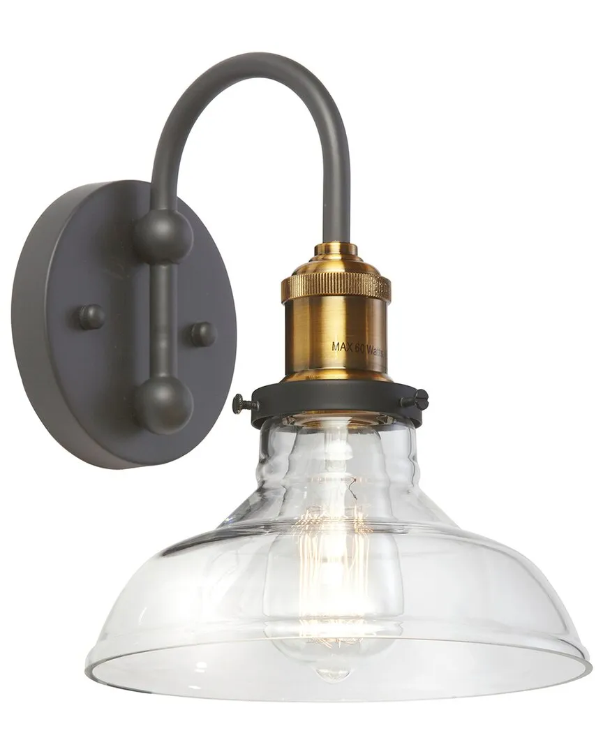 Vintage 1-Light Wall Sconce - Brass, Glass