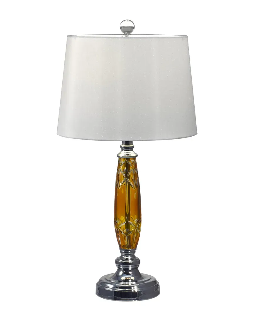 Autumn Lake 24% Lead Hand Cut Crystal Table Lamp - Amber