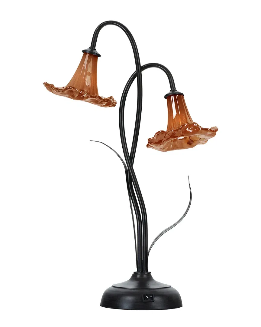 Dale Tiffany 2-Light Trumpet Accent Lamp - Peach, Art Glass image