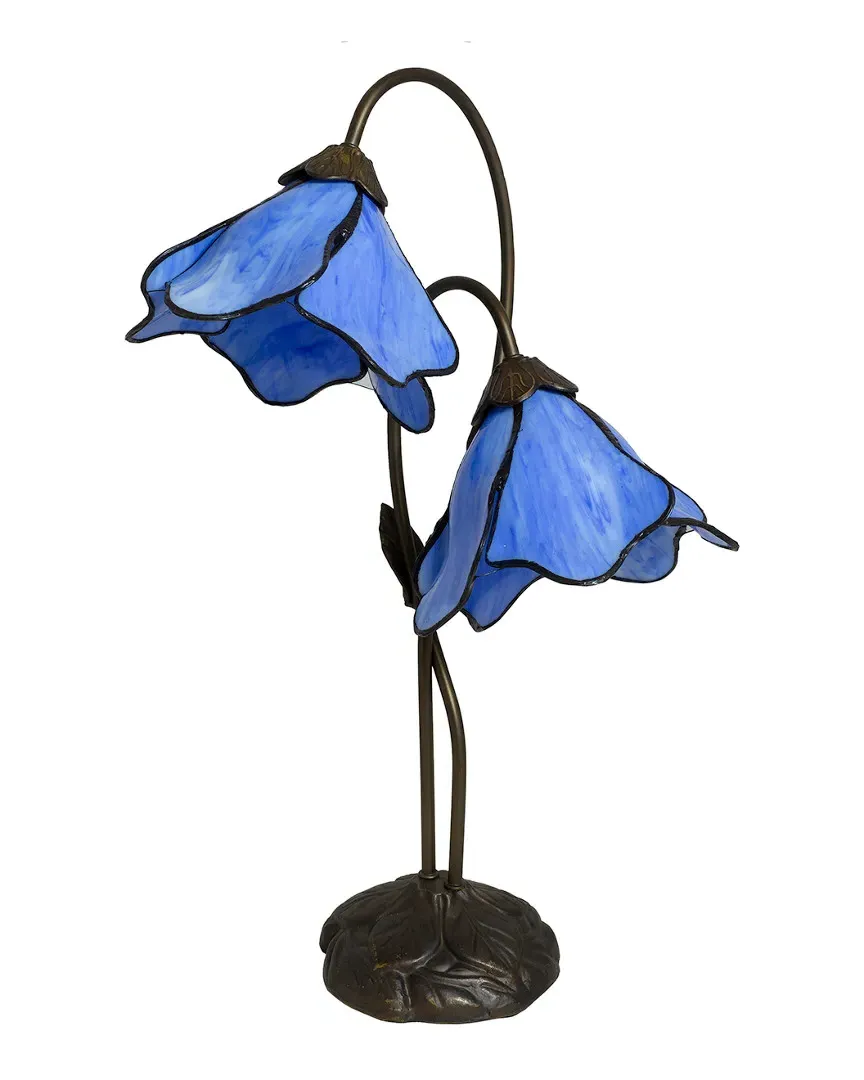 Poelking 2-Light Lily Table Lamp - Blue, Art Glass