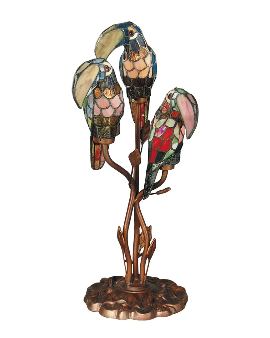Three Parrots Table Lamp - Multi, Stained Glass image