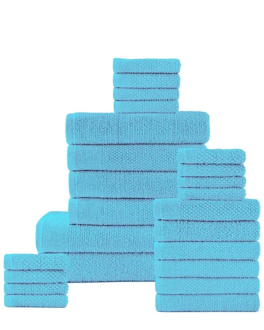 24-Piece Popcorn Bath Towel Set - Aqua, Cotton image
