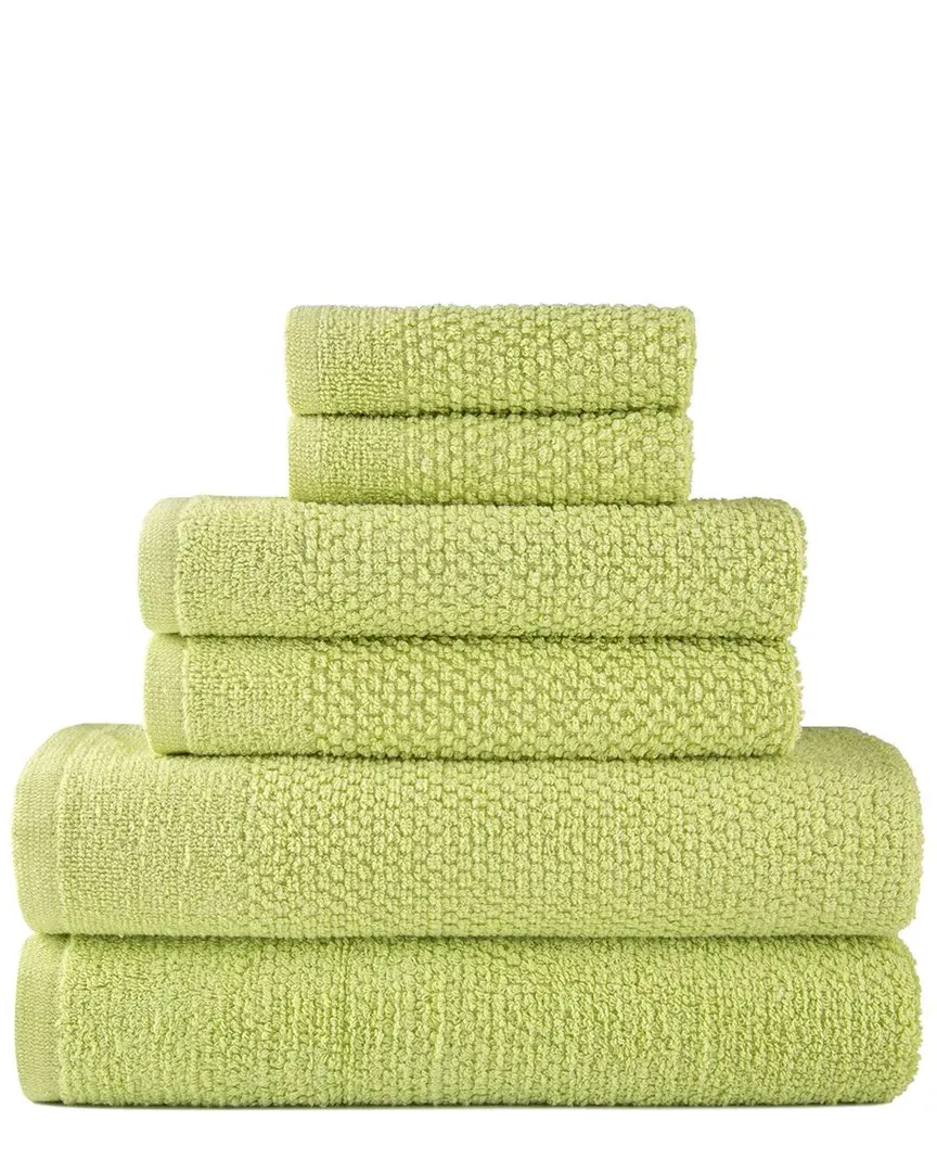 6-Piece Popcorn Cotton Bath Towel Set - Spearmint image