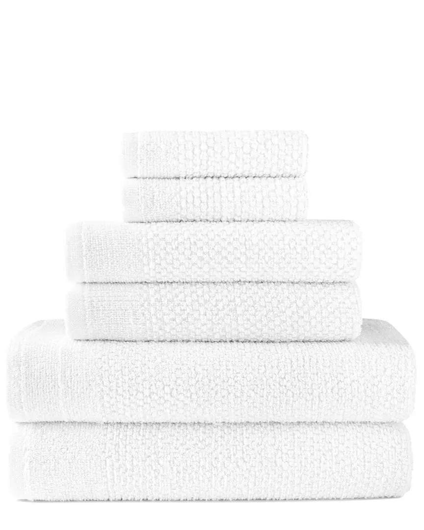 6-Piece Popcorn Cotton Bath Towel Set - White