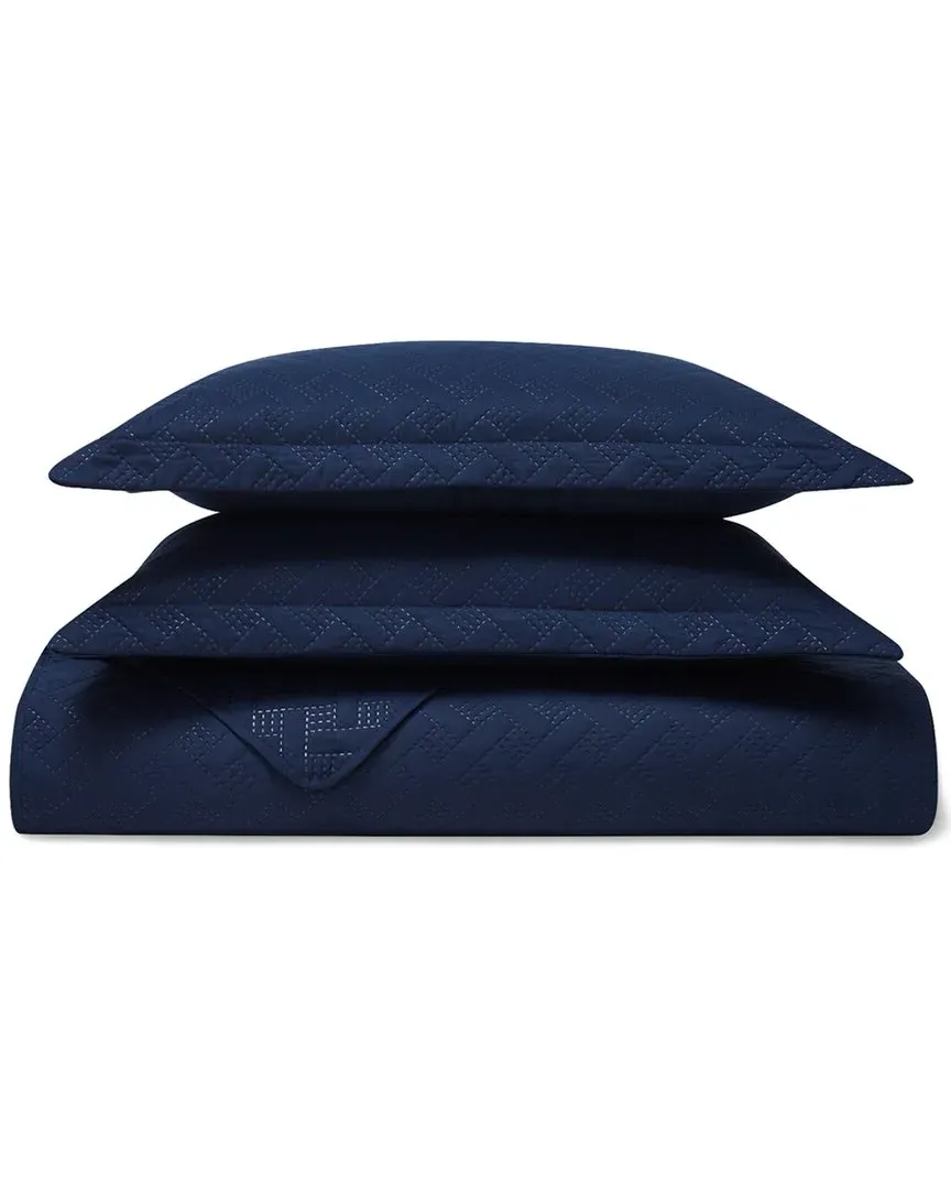 Basket Pinsonic Quilt Set - Navy, Microfiber image