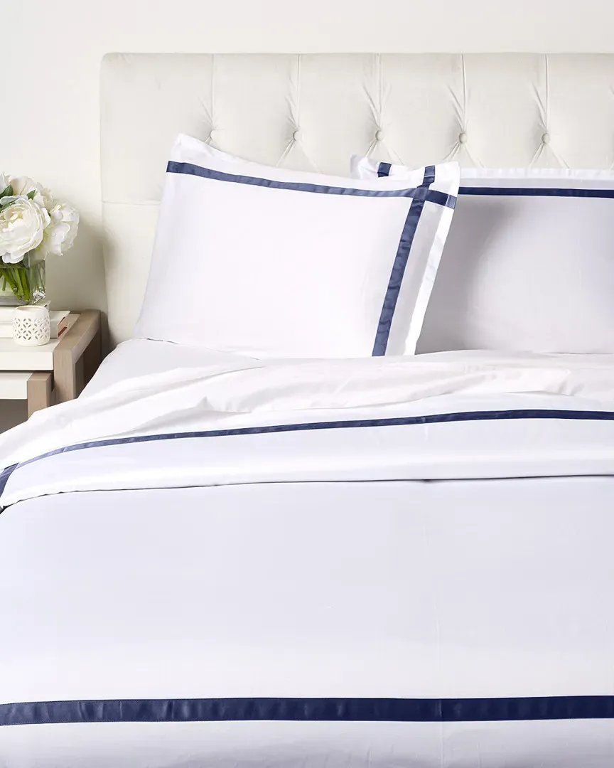 Carlo Insert Duvet Set - White/Navy, Sateen